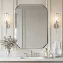 ANDY STAR Chrome Bathroom Mirror, 30x40 Inch Octagonal Vanity Mirror in Stainless Steel Metal Frame, Anti-Rust, Shatterproof HD Glass, Wall Mounted for Bathroom, Bedroom, Living Room