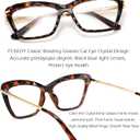 FEISEDY Crystal Cat Eye Reading Glasses Blue Light Blocking Reader Anti Eyestrain Glasses B2596 Leopard 3.00x