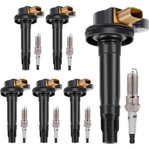 UF646 Ignition Coils Pack and Spark Plugs Set of 6 - Compatible with Ford 3.5L EcoBoost V6 Turbo 2011-2020 | F150 F-150, Expedition, Explorer, Transit, Flex, Taurus, Lincoln Navigator, MKS, MKT