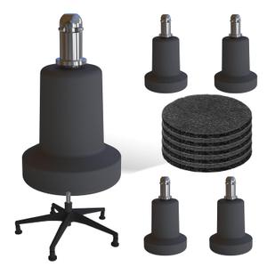 Bell Glides Replacement Office Chair or Stool Swivel Caster Wheels to Fixed Stationary Castors (Bell Glides Long)