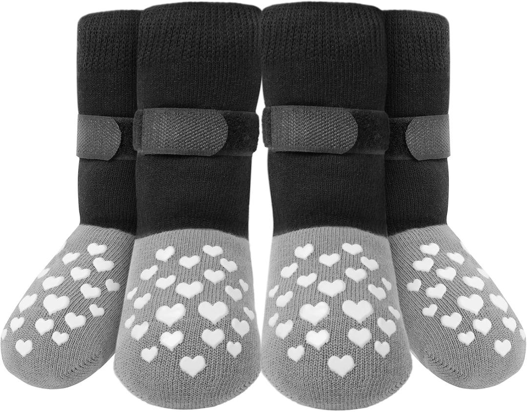 Non-Slip Dog Socks Prevent Licking Paws,Grippy Socks for Senior Dog Walk on Hardwood Floor,Paw Protectors,Black 2 Pairs,XL