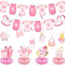 Baby Shower Decorations for Girl- Baby Shower Banner Pink Paper Welcome Baby Banner Welcome Baby Sign