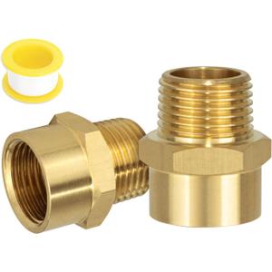 G 1/2 (BSP) Female Thread to US 1/2 NPT Male Thread Brass Pipe Fitting Adapter,G to NPT Adapter 1/2 Inch Converter Connector2 Pack