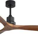 Wood Ceiling Fan no Light, Walnut, 52" Ceiling Fan Without Light, Flush Mount, Modern Solid Wood 3 Blade Ceiling Fans with Remote for Indoor Farmhouse Bedroom Living Room Outdoor Patio Porch