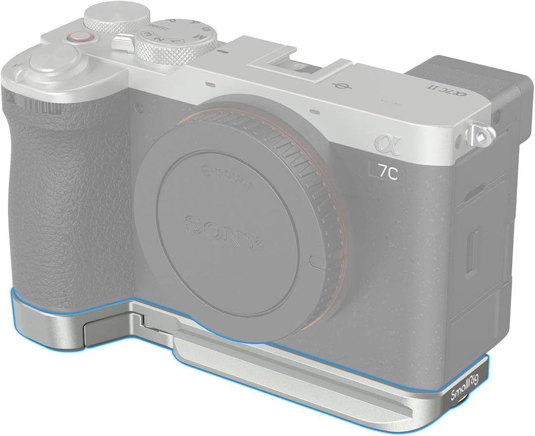 SmallRig Base Plate for Sony A7C II/A7CR, Bottom Mount Plate (Silver) with Built-in Quick-Release Plate for Arca, QD Socket, Strap Slot, 1/4"-20 and 3/8"-16 Threaded Hole - 4439