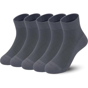 SERISIMPLE Kids Viscose Bamboo Above Ankle Socks Breathable Thin Summer Crew Comfortable Mesh Girls Boys Socks 5 Pairs (Medium, Dark Grey)