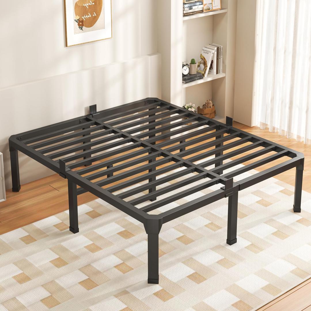 14 Inch Metal Cal King Bed Frame Heavy Duty with 4 Mattress Baffles