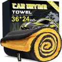 PUGPIU Car Drying Towel - 1400GSM Extra Large Super Absorbent Microfiber Towels for Cars 24"x36" - Large Edgeless with Twisted Loop, Lint-Free & Streak-Free for Auto Detailing, SUV, Truck (Yellow), 36"X24"