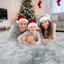 KICHOWUA 3x5 Fluffy Shag Light Grey Rug for Bedroom, Soft Fuzzy Plush Washable Non Slip Carpet, Comfy Shaggy Furry Small Area Rug for Living Room, Kids Baby Boys Girls Nursery Dorm, Tie-Dye Gray