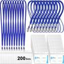 Marspark 200 Sets Clear Name Tags with Lanyard, Lanyards for ID Badges Reusable Strap with ID Holder Plastic Name Badges for Adults Business School Church Conference (Blue)