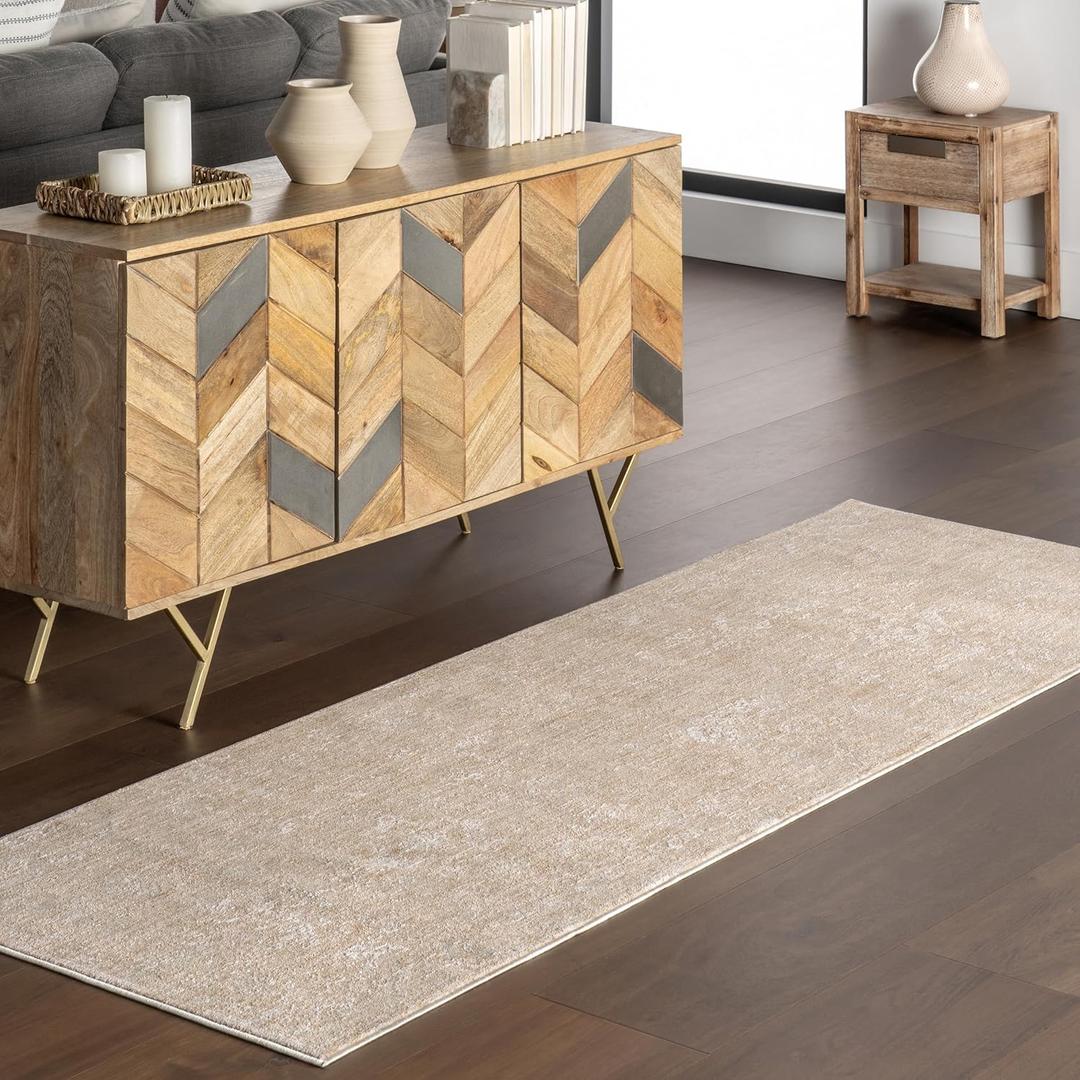 nuLOOM Kristin Medallion 2x8 Runner Rug for Living Room Bedroom Dining Room Entryway Hallway Kitchen, Light Brown/Beige