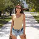 Dance Leotards for Women Basic Soild Tank Ballet Dancewear Scoop Neck Bodysuit for Adult (X-Small, Flesh)