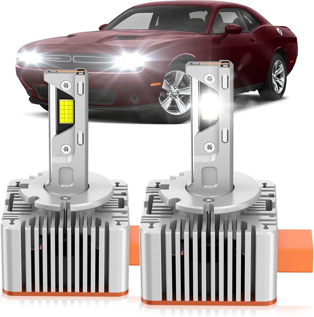 Fit for Dodge 2015-2023 Challenger 2011-2020 Charger 2013-2016 Dart Xenon HID Light Replacement, 24000LM 600% Brightness D3S HID Bulbs, 6000K Cool White, Pack of 2