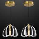 Modern Gold Pendant Lights Kitchen Island Ceiling Chandelier Indoor Crystal Hanging Light Fixtures for Dining Room Kitchen Living Room BedroomB-2Pack