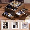 Homde Watch Box for Men Jewelry Organizer with Real Glass Watch Case for Ring, Bracelet, Watch, Necklace, Earrings, and Accessories