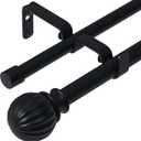 NICETOWN Curtain Rods 2-Pack 72-144 Inch, Adjustable Matte Black Rods with Decorative Finials for Windows, Heavy Duty Window Drapery Poles for Indoor Outdoor Patio Bedroom