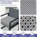 IPYNBAP Outdoor Chair Cushions Set of 4 -Waterproof Outdoor Seat Cushions for Patio Furniture, Patio Chair Cushion with Handle and Ties, Out Door Chair Pads,19x19x3-Square, Black Geometry