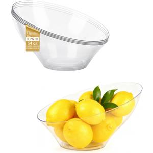 BESTSTAR Clear Plastic Serving Bowls 8 Pack 54 OZ Angled Disposable Party Bowls for Chips, Salad, Fruit & Candy  Heavy Duty Clear Serving Bowls for Parties, Buffet, Catering, Wedding, Daily Use