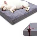 Waterproof Dog Bed for Crate - Outdoor Dog Crate Bed for Small Dogs, Orthopedic Crate Bed for Small Dogs with Egg Crate Foam, Anti-Slip, Reversible & Washable Cover, 23" x 17", Gray (Grey)