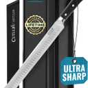 Cutluxe Slicing Carving Knife  12" Brisket Knife, Meat Cutting and BBQ Knife  Razor Sharp German Steel, Sheath Included, Full Tang, Ergonomic Handle Design  Artisan Series