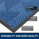 Smiry Front Door Mat Outside Entrance, Heavy Duty Sturdy Natural Rubber Doormat, Trap Dirt and Moisture, Easy Clean Low Profile Mats for Indoor Outdoor Entry, Irregular Triangle (29.5x17, Blue)