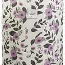 Mziart Collapsible Laundry Basket, Floral Printing Large Laundry Hamper for Baby Girls Kids Toys Clothes Organizer Foldable Storage Bin Waterproof Canvas Nursery Storage Basket with Handles (Purple)