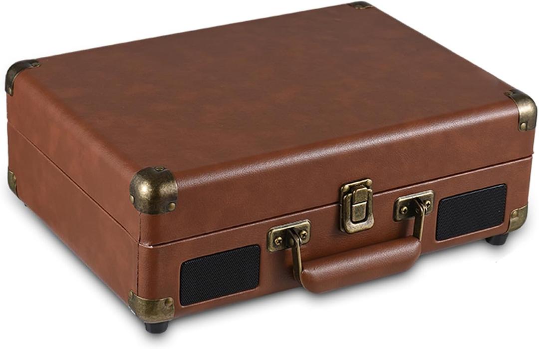 Semme Retro Record Player Portable Turntable for Versatile Listening Experience Brown (Brown)