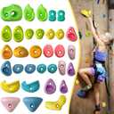 32 PCS Rock Climbing Wall for Kids,Rock Wall Climbing Holds,Adults Climbing Wall Grip Kits Holds Up to 230 lbs for Outdoor Indoor Home Playground Climbing HoldsPastel Color
