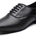 Men's Black Ballroom Latin Performance Shoes Waltz Modern Dancing Practice Shoe (11.5)