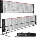 BAGAIL Badminton Net, Foldable Sports Net 17 FT Wide, Height Adjustable Net Set with Carry Bag for Tennis, Pickleball or Pool Volleyball - 17ft, Red