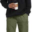 Men's Casual Cargo Pants Workout Sweatpants Joggers Stretch Hiking Drawstring Tactical Trousers (Green, XL)