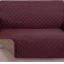 U-NICE HOME Loveseat Sofa Cover Reversible Couch Covers for 2 Cushion Couch for Dogs Furniture Protector Cover with Elastic Straps Water Resistant(Loveseat Small, Burgundy/Tan)