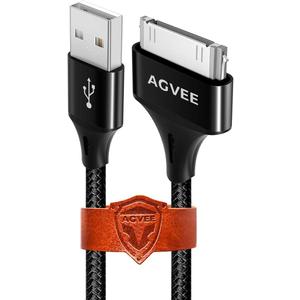 AGVEE 2 Pack 6.6ft 30 Pin Charger Cable Charging for Old iPod Touch 4 3 2 1 Nano, iPod Classic 3 2 1, Old iPad 1 2 3, Old iPhone 4 4S 3G 3GS, Black (6.6ft+6.6ft)