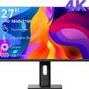 Touchscreen Monitor 4K Gaming 27 Inch UHD 3840x2160 IPS Computer Monitor with Webcam, 60Hz, Ultra-Thin Bezel, HDMI, DisplayPort, 400 cd/, VESA, Tilt Adjustable