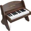 LeeQee Baby Piano for Toddlers, 25 Keys Wooden Piano for Kids with Volume Control, Mini Digital Music Educational Instrument Toy, Dual Power Mode Portable Wood Piano for 3+ Year Old Girls Boys