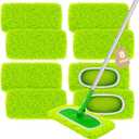 8 Pack Chenille Mop Refill Pads, Reusable Microfiber Mop Pads for 10''12'' Flat Mops, Washable Dry& Wet Pads Refill for Hardwood, Tile, Compatible with Swiffer Sweeper