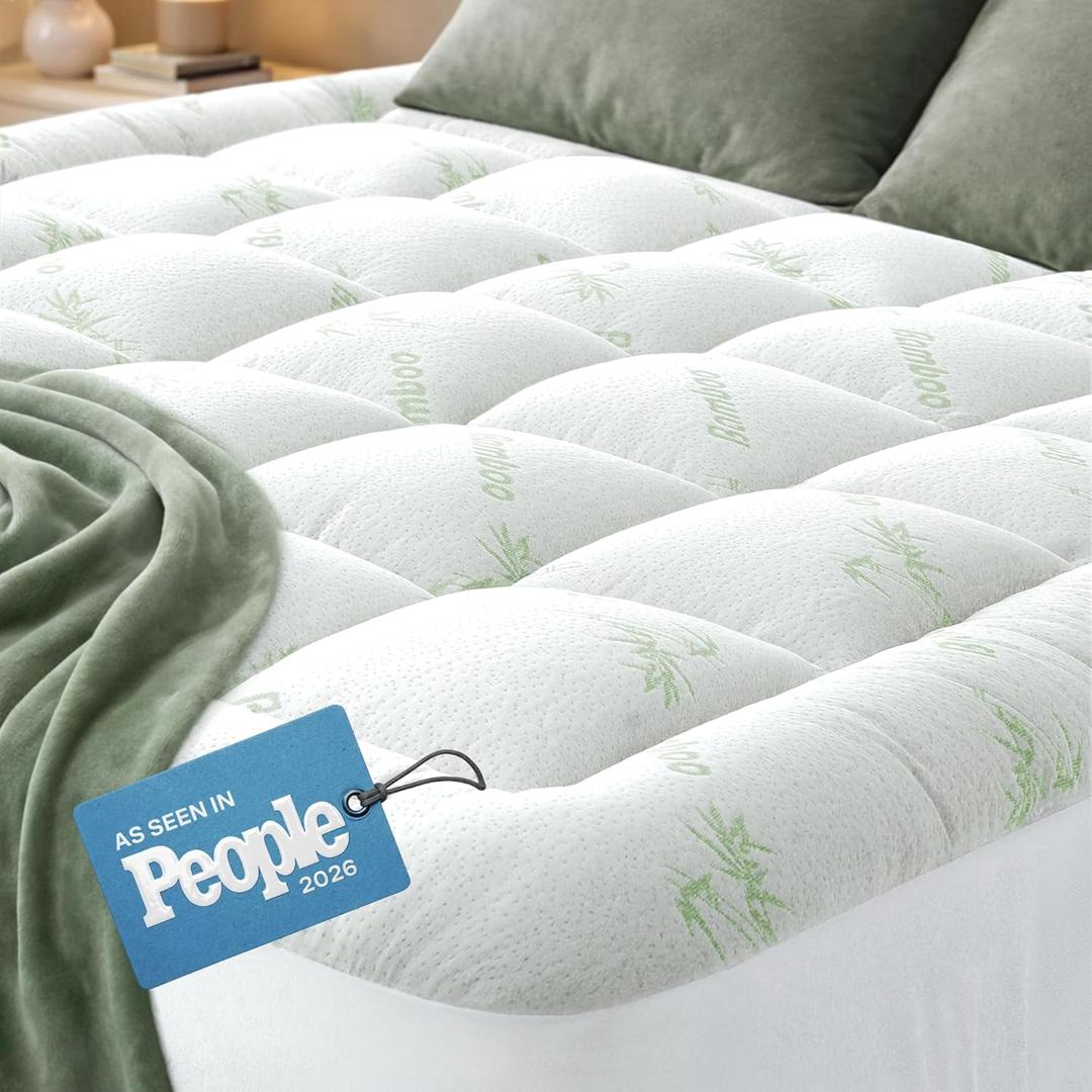 Niagara Ultra Soft King Size Mattress Topper - Viscose Made from Bamboo Pillow Top Mattress Pad for Back Pain Relief - Naturally Cooling for Hot Sleepers, Green