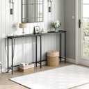 HOOBRO 5.9" Skinny Console Table with Charging Station, 70.9" Narrow Sofa Table with Power Outlets, Long Behind Couch Table, Slim Entryway Table for Hallway, Living Room, Black BB185UXG01, 70.8”L x 5.9”W x 31.5”H