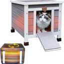Weatherproof Cat House for Outdoor Cats in Winter, 100% All-Around Insulated Outdoor Cat Shelter with Warm Liner for Outside Feral Cat,Puppy,Rabbit and Small Pets-Grey with Warm Liner