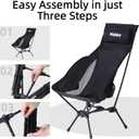 Wildhiker Portable Compact Folding Camping Chairs Lightweight High Back with Pillow, Deep Recline, ArmPads, Side Pockets-for Motorcycle, RV, Backpacking, Travel, Festival Black