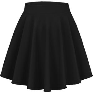 Mini Skirts for Women Basic Skater Pleated Flowy High Waisted Casual Short Skirt (X-Large), Black 