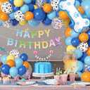 3 x Ouddy Life 128Pcs Bone Balloons Garland Arch Kit, Blue Orange Themed Birthday Party Supplies with Happy Birthday Banner Foil Paw Print Latex Confetti Balloons for Boys Girls Baby Shower