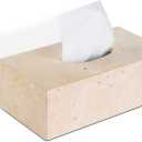 HAMAKAWA Natural Marble Tissue Box Cover, Beige Tissue Organizer L 10 x W 5.5 x H 3.5 Inch, Heavy Stone Decorative Box, Square Tissue Box Holder for Home Decor, Kitchen, Bathroom