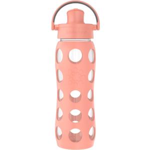Lifefactory 22-Ounce Glass Water Bottle with Active Flip Cap and Protective Silicone Sleeve, Cantaloupe, 22oz
