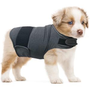 Dog Anxiety Relief Shirt, Adjustable Anxiety Coat Jacket for Fireworks, Thunderstorm, Travel, Separation, Calming Vest Wrap for Small Medium Large Dogs (XS) (Dark Grey)