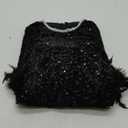 Cololura Sexy Elegant Sequin Long Flared Sleeve Feather Pearls Embellished Bodycon Midi Dress Formal Party Evening Gown, Medium