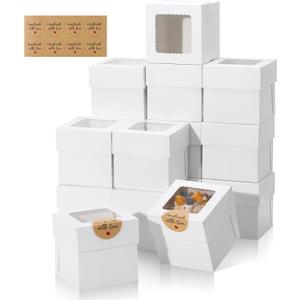 COTOPHER 15Pcs Mini Cake Boxes, 4x4x4 Inches Bakery Boxes with Window, Small Dessert Box Cake Packaging for Pastries, Cookies, Chocolates, Cupcakes, Birthday Party, Wedding COTOPHER 15Pcs Mini Cake Boxes, 4x4x4 Inches Bakery Boxes with Window, Small Dessert Box Cake Packaging for Pastries, Cookies, Chocolates, Cupcakes, Birthday Party, Wedding