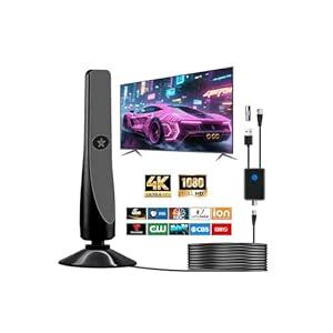TV Antenna, Amplified HD Digital TV Antenna, for Long Range Reception, All Smart HD Digital Antennas with Amplifier Signal Booster for Local Channels Supports 4K 1080P, with High Performance Coax Cable