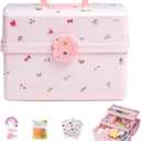 Pulseplay Hair Accessories Organizer for Girls Portable 3-Layer Plastic Craft Storage Organizer with Handle Multipurpose Plastic Storage Box for Sewing,Art Supplies,Medicine,Makeup