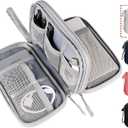 CAOODKDK Electronic Organizer Bag, Waterproof Portable Electronic Organizer Travel Accessories Cable Bag Universal Cord Storage Case for CableCord Storage Double Layer - Gray, Large